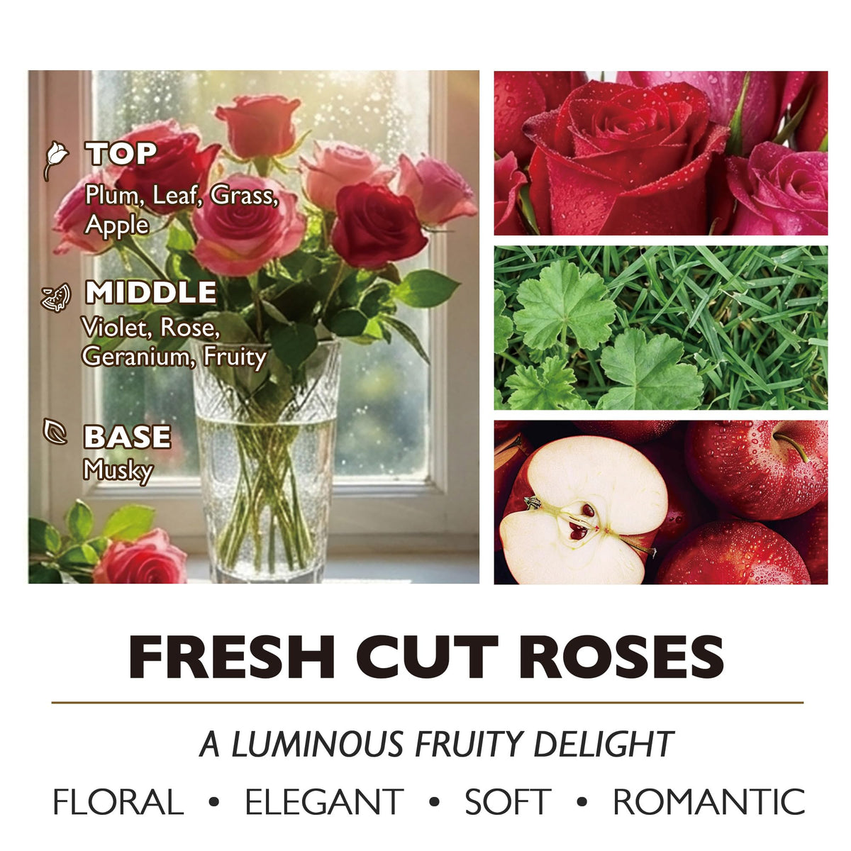 Vela de soja rosas frescas HomeLights, 190 g