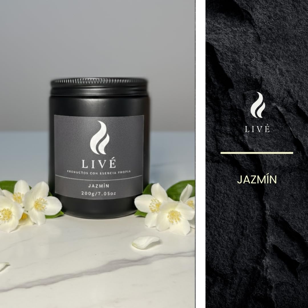 Vela de soja de jazmín LIVÉ con tapa metálica