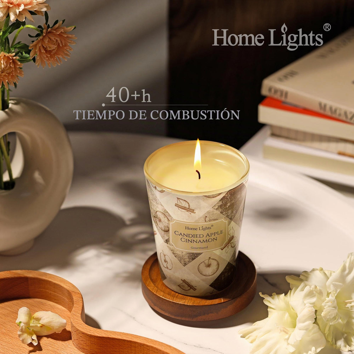 Vela de soja manzana acaramelada y canela HomeLights, 190 g