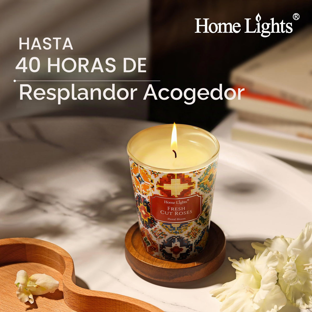 Vela de soja rosas frescas HomeLights, 190 g