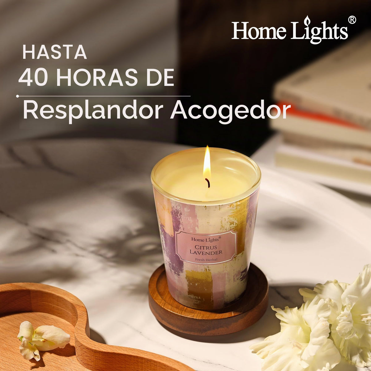 Vela de soja cítricos y lavanda HomeLights, 190 g