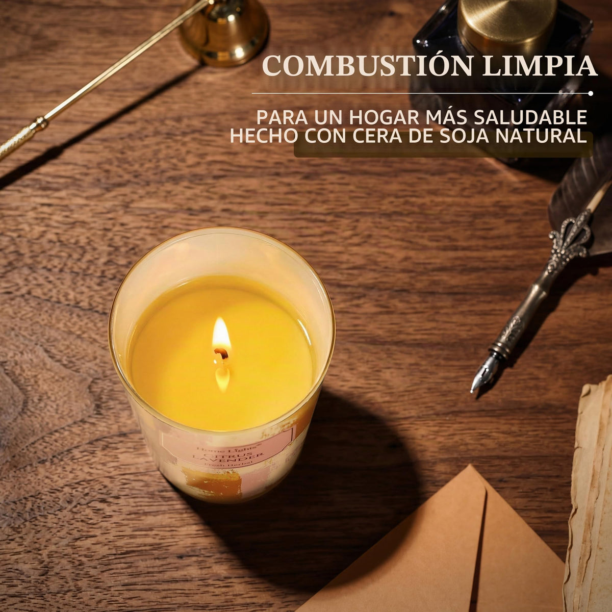 Vela de soja cítricos y lavanda HomeLights, 190 g