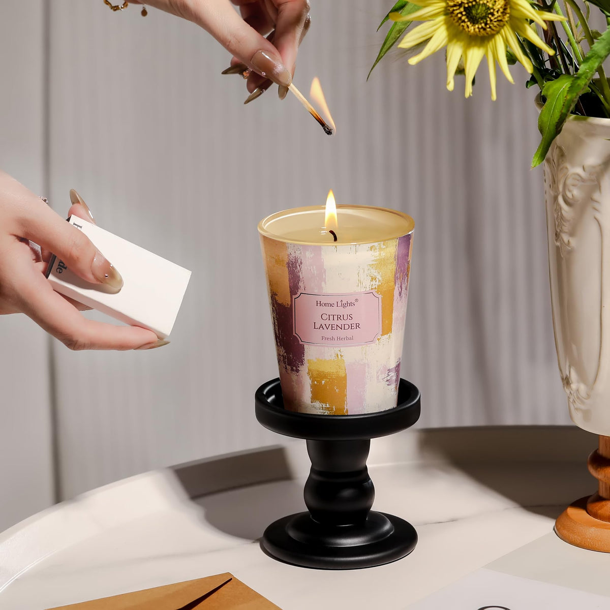 Vela de soja cítricos y lavanda HomeLights, 190 g